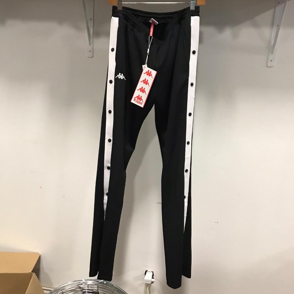 NWT KAPPA side button Trouser Pant black athletic